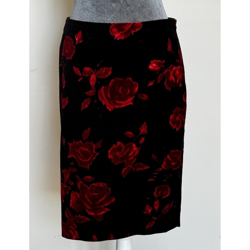 Talbots Skirt 6 Velvet Roses Floral Lined Coquette Old Money Whimsigoth Classic‎ - Picture 5 of 14